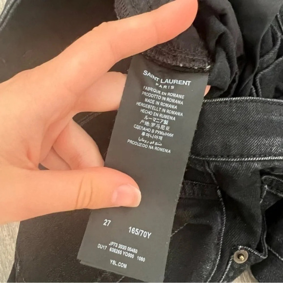 Saint Laurent SKINNY-FIT JEANS IN WORN BLACK STRETCH DENIM - Picture 6 of 12